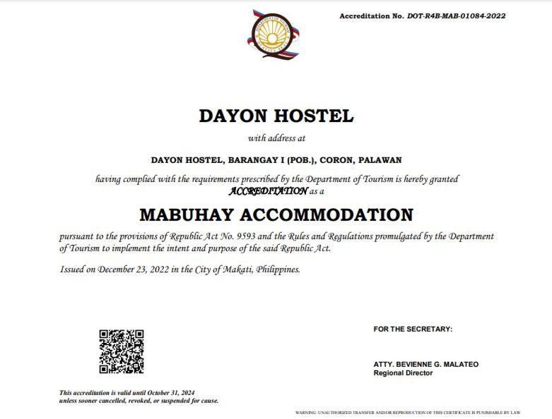Dayon Hostel Coron Exterior foto